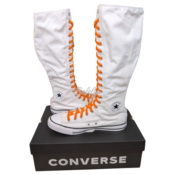 Converse CTAS XXHI Mens 10.5 White Orange Elastic Laced Knee High Sneaker Boot - Picture 2 of 10